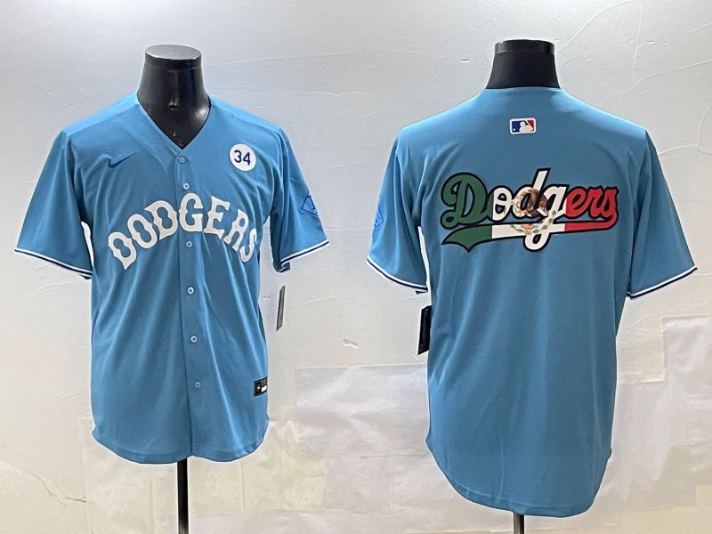 Men Los Angeles Dodgers Blank Light Blue Throwback Game 2025 Nike MLB Jersey style 6